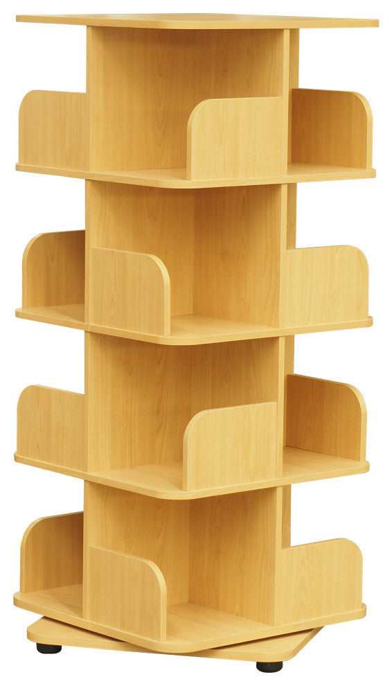 Oneonta Revolving Bookcase Tower Display Unit, Wood, Natural, 4 Tier