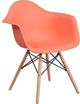 Modern Peach Plastic Chair With Wood Base