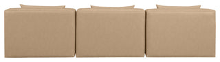 Cube Upholstered Modular Sofa, Tan, 3-Piece: 3 Armless Chair, Vegan Leather