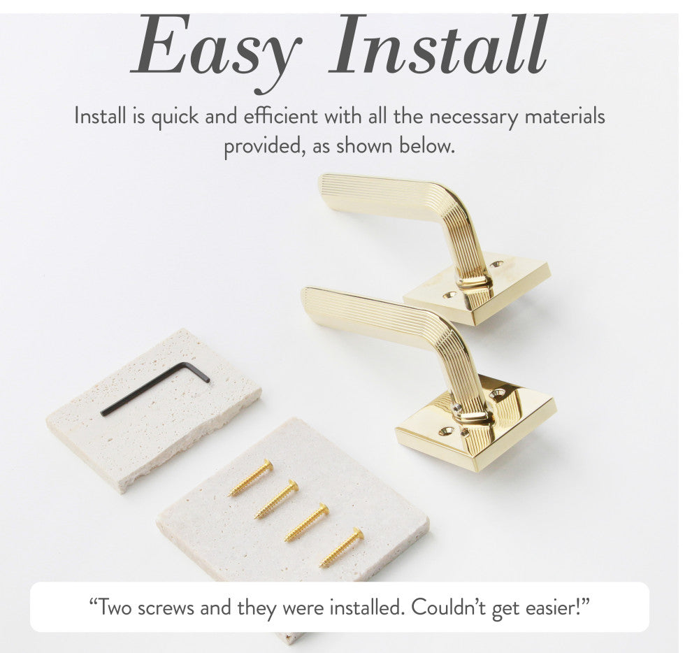 Modern Heavy Duty Designer Interior Door Lever - Crosby Collection, Polished Brass, Double Dummy