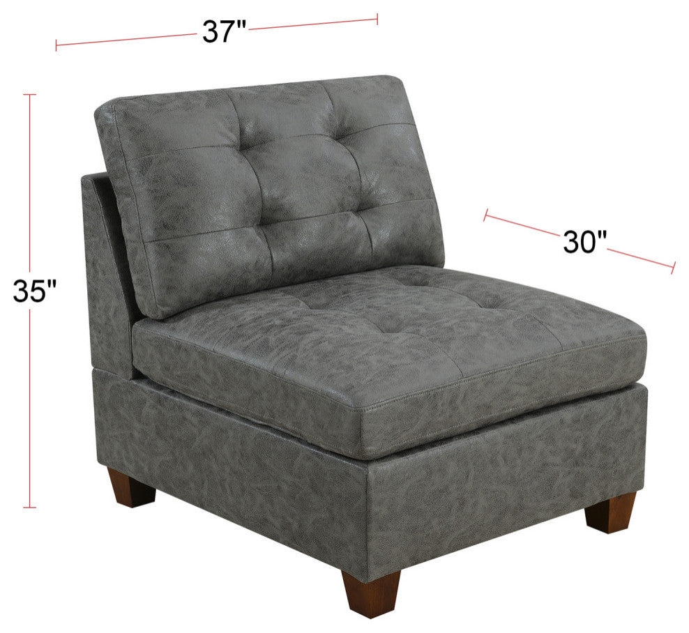Living Room Armless Chair, Antique Gray