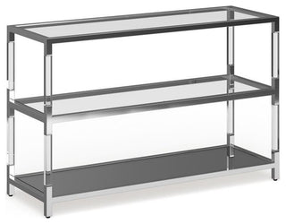 Furniture of America Jask Contemporary Glass 2-Shelf Sofa Table in Chrome