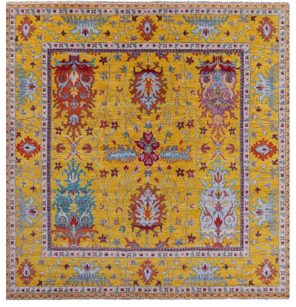 10' Square Turkish Oushak Hand-Knotted Wool Rug - Q13274
