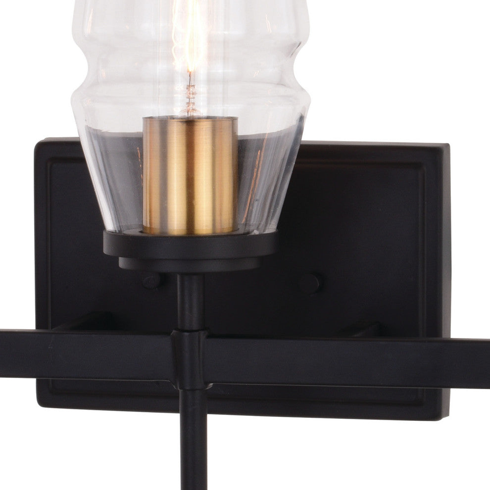 Warren 3 Light Vanity Light Matte Black and Brushed Brass