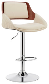 Cream Faux Leather Adjustable Chrome Swivel Bar Stool