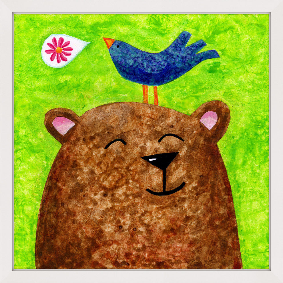 Marmont Hill, "A Beary Happy Song" by Janet Nelson Framed Painting Print, 18x18