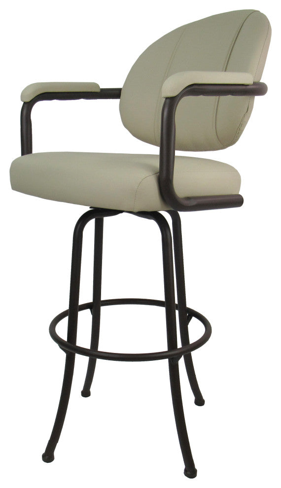 Swivel Counter Metal Pub Set - M-70 Stools 26" or 30", Ocean Beige - Brown, 30", Crackle Glass