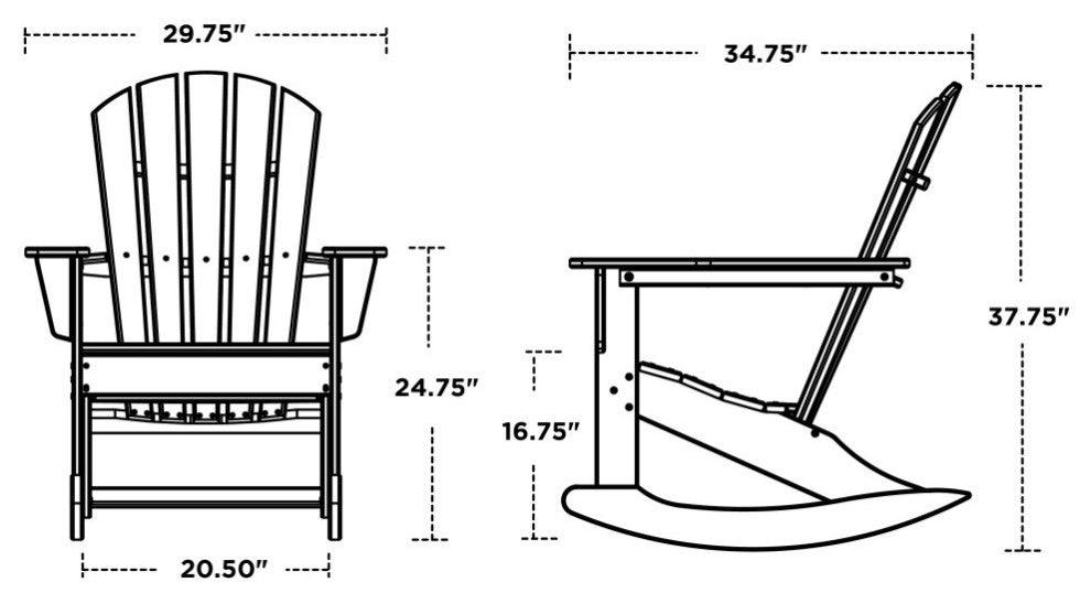 Polywood Palm Coast Adirondack Rocking Chair, Teak