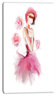 "Woman in Pink Dress and Hat" Digital Portrait Canvas Print, 16"x32"