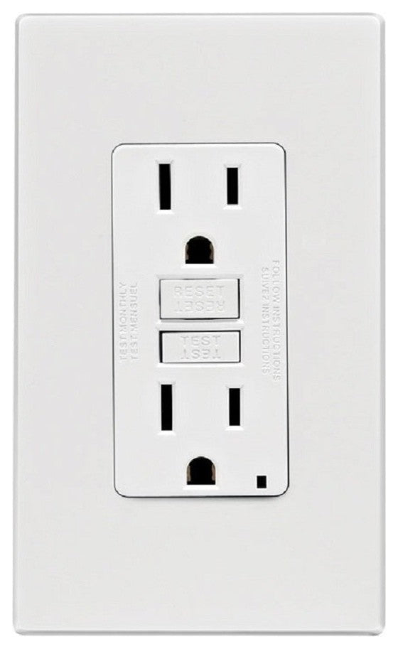 Leviton GFCI Receptacle With Wall Plate, 15 Amp, 125 Volt
