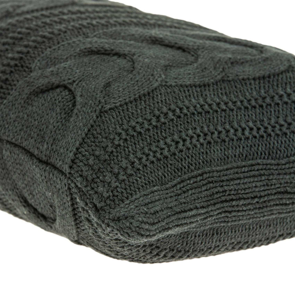 HomeRoots Gray Sweater Knit Lumbar Accent Pillow Cover