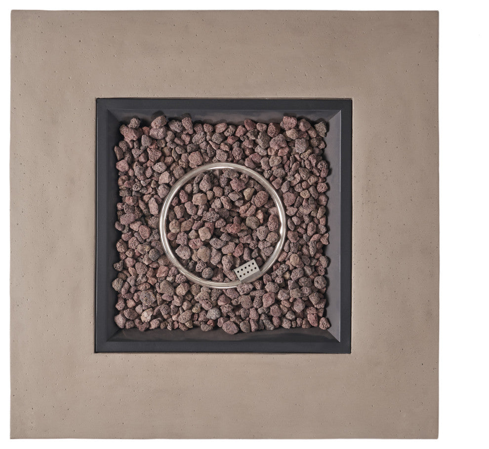 Hearth Outdoor 50,000 BTU Lightweight Concrete Square Fire Pit, No Tank Holder, Light Gray