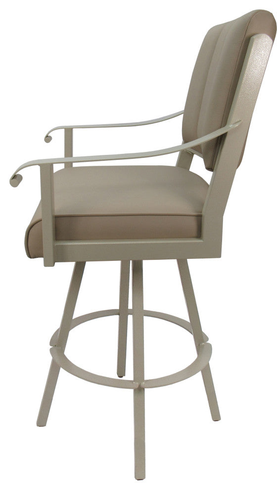 Leather Swivel Metal Bar Stool - Memphis on Warren Base, Tan Leather on Beige, 26"