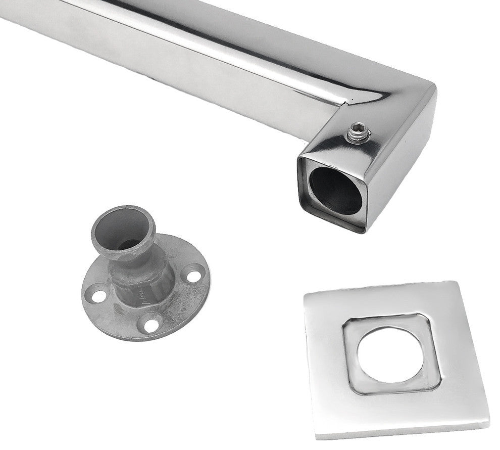 Blended Stainless Steel Mitered Grab Bar, 12", Bright Polished