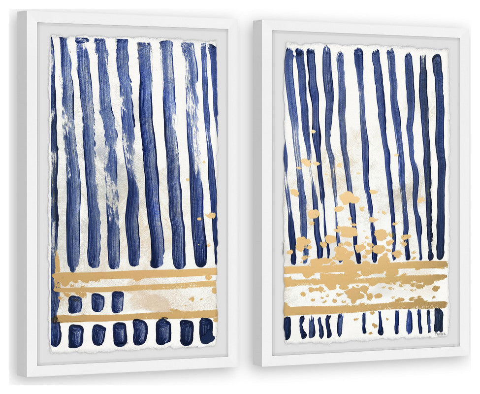 Blue Verticals Diptych, 24"x18"