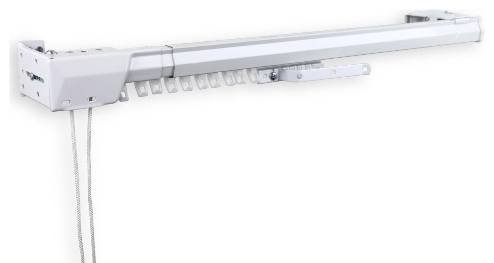 Heavy Duty Traverse Rod, One Way Cord Left 30-48", White