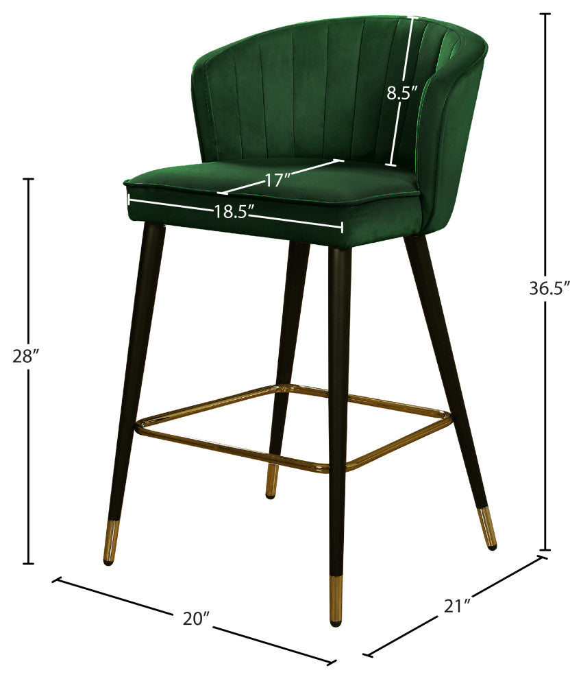 Cassie Velvet Upholstered Stool, Set of 2, Green