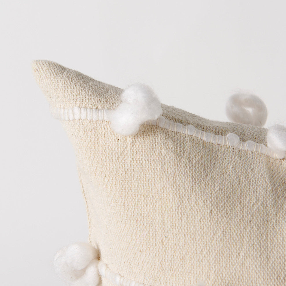 Erica 20x20 Cream With White Detail Decorative Pillow Cover