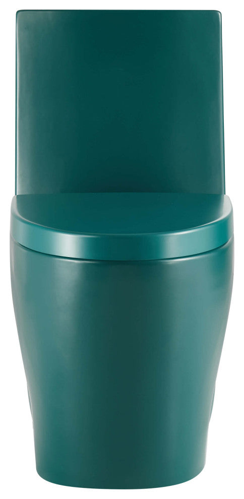 Fine Fixtures Dual-Flush Elongated One-Piece Toilet With High Efficiency Flush, Matte Teal Green