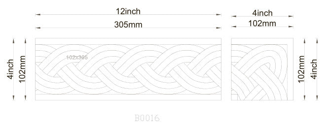 Marble Mosaic Border Listello Tile Braid White Jade 4x12 Polished, 1 piece