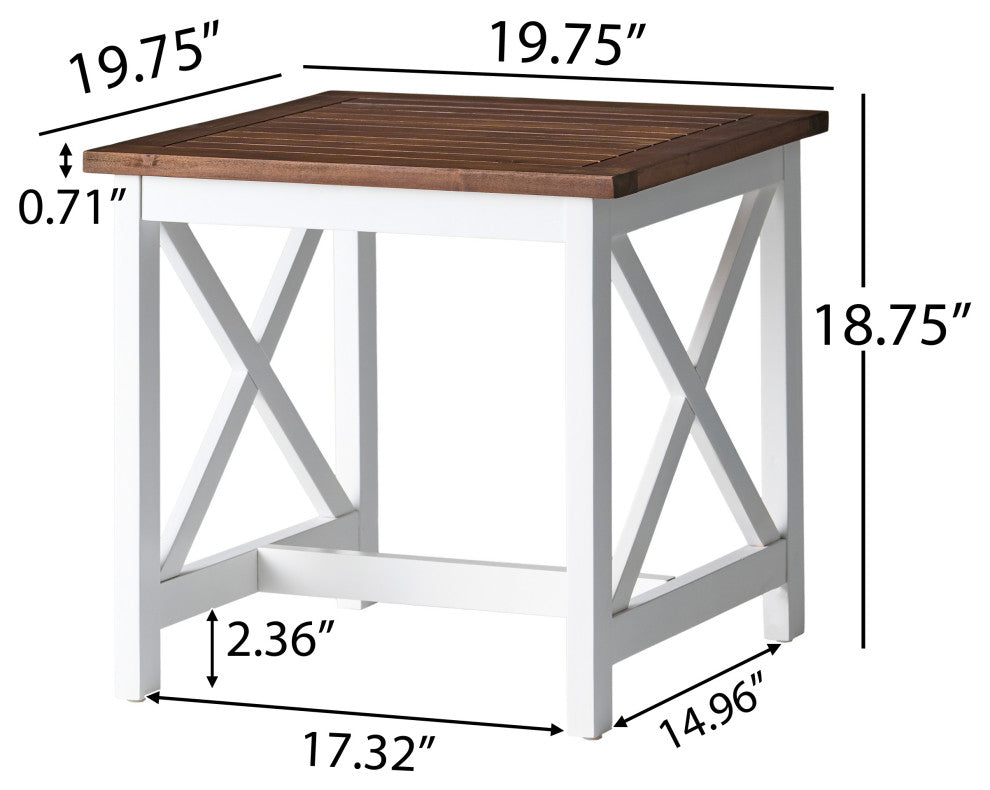 GDF Studio Selvan Indoor Farmhouse Cottage Acacia Wood End Table, Dark Oak