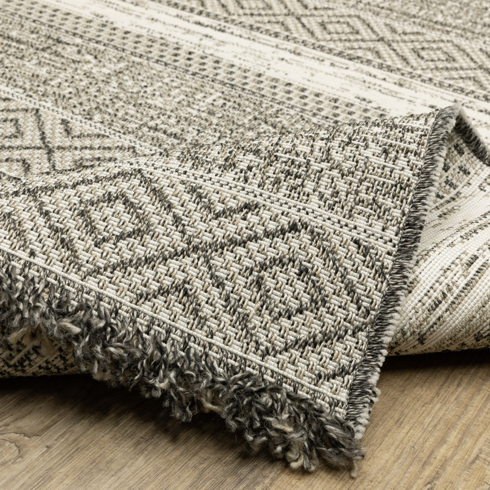 Genoa Southwestern Beige/ Black Flatwoven Indoor-Outdoor Rug Runner 1'10" x 7'6"