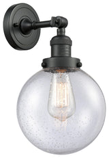 1-Light Beacon 8" Sconce, Matte Black, Glass: Seedy