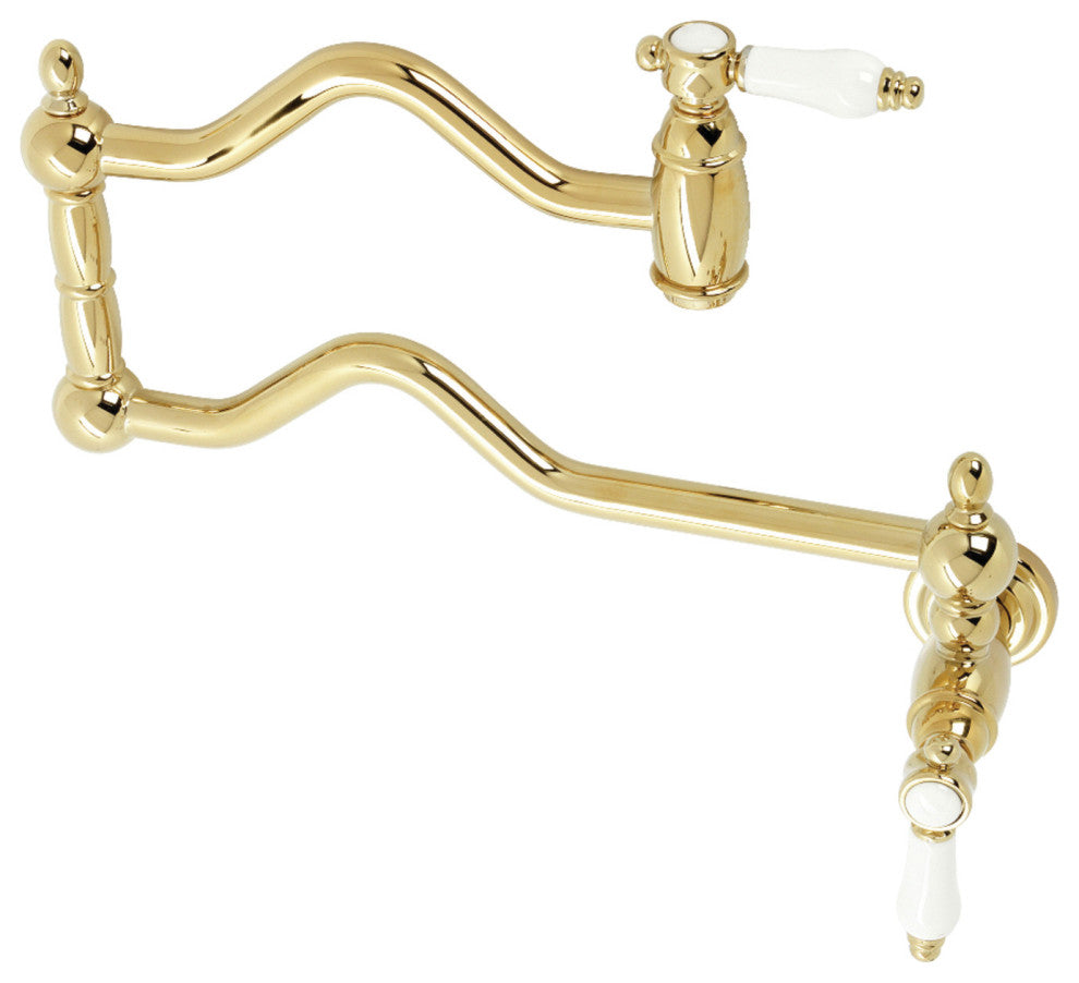 Kingston Brass KS2102BPL Bel Air Wall Mount Pot Filler, Polished Brass