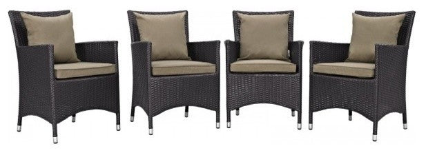 Modway Convene 4 Piece Outdoor Patio Dining Set, Espresso Mocha