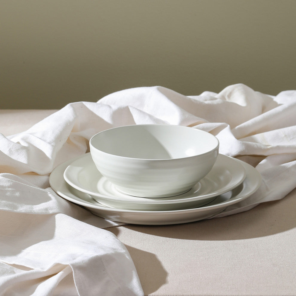 Stone Lain Orbit Stoneware Dinner Plate Set of 4, White