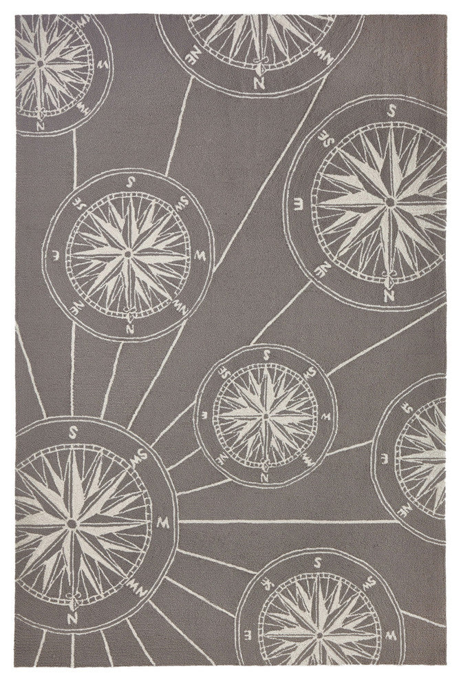 Frontporch Compass Indoor/Outdoor Rug, Gray, 5'x7'6"