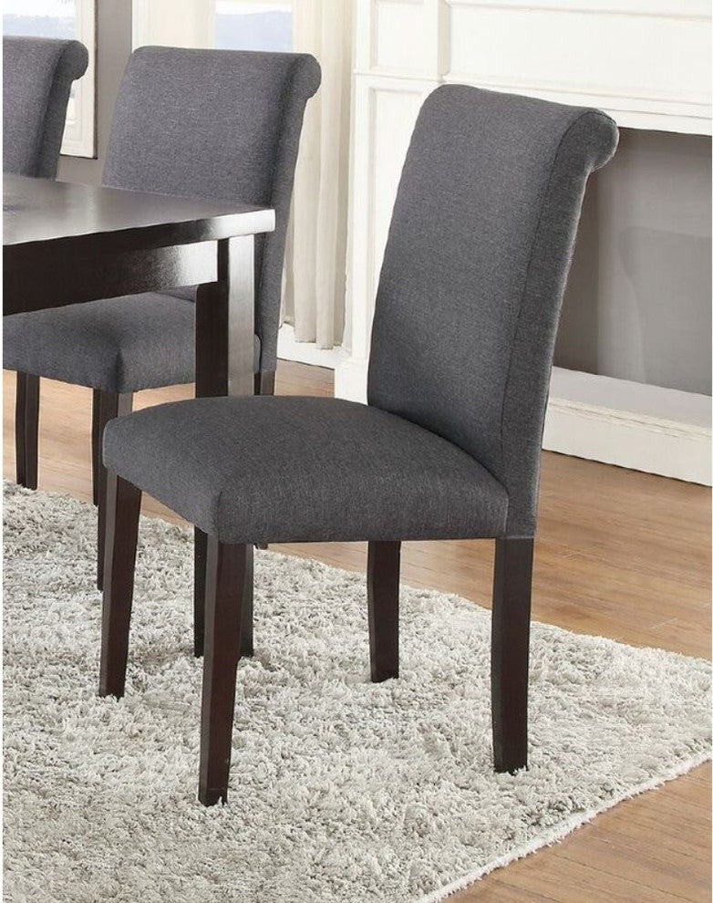 Benzara BM171531 Set of 2 Solid Wood Dining Chair In Gray Upholstery