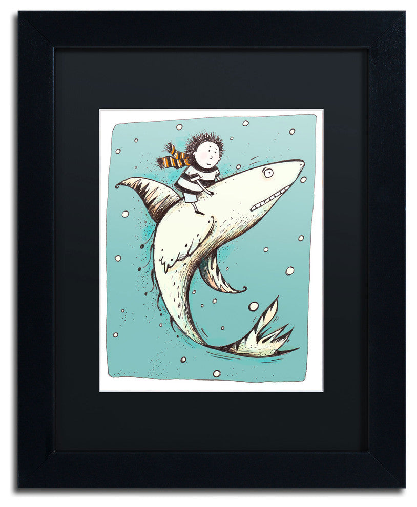'Fish Boy' Matted Framed Canvas Art by Carla Martell