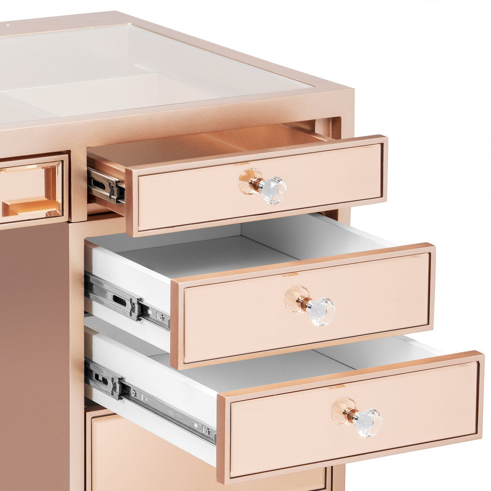 SlayStation Plus Premium Mirrored Vanity Table, Rose Gold