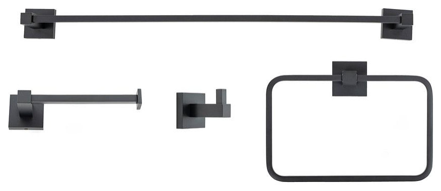 Italia Trieste Series 4 Piece Bathroom Accessory Set in Matte Black
