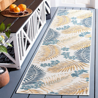 Safavieh Sunrise Collection SUN675 Indoor-Outdoor Rug, Ivory/Blue Gold, 2'x8'