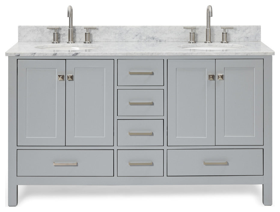ARIEL Cambridge 61" Oval Sinks Bath Vanity Carrara Marble