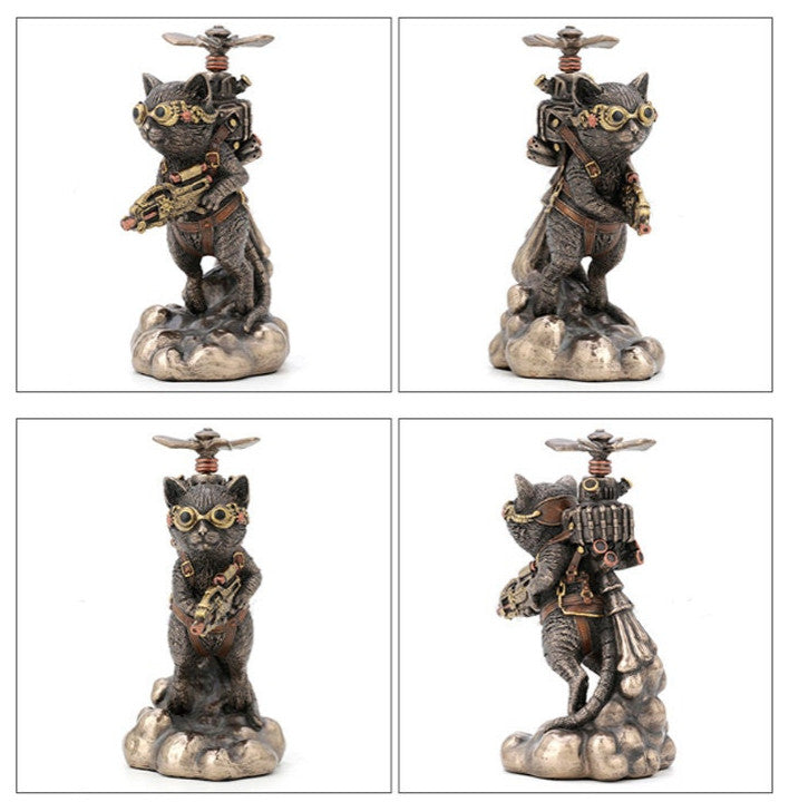 Steampunk Cat Propeller - Figurine Statue Sculpture Art by Veronese Design