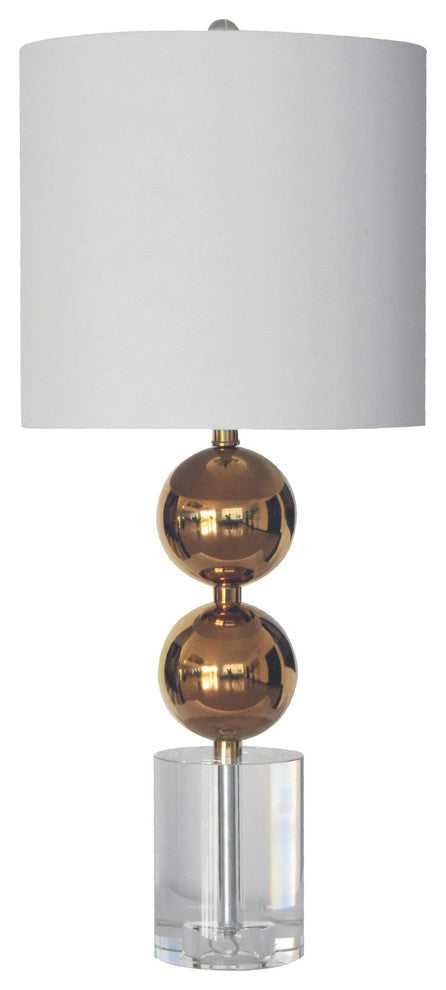 Metal Table Lamp With Clear Crystal Base, Polished Nickel