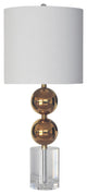 Metal Table Lamp With Clear Crystal Base, Polished Nickel