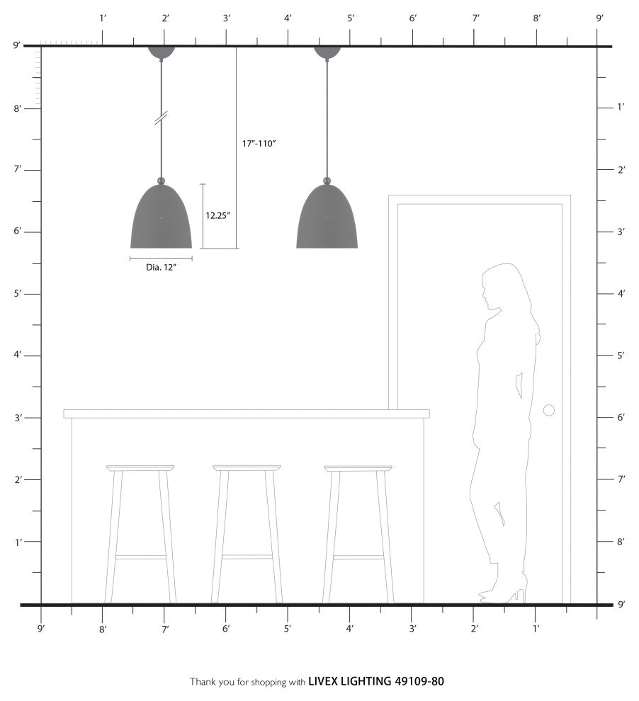 Livex Lighting Arlington 1 Light Nordic Gray, Brushed Nickel Medium Pendant