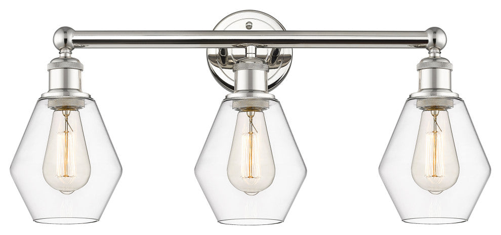 Cindyrella 3-Light 24" Bath Vanity Light, Polished Nickel, Clear Shade