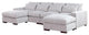 Reversible Modular Sectional Fabric Sofa With Two Ottoman-Light Gray