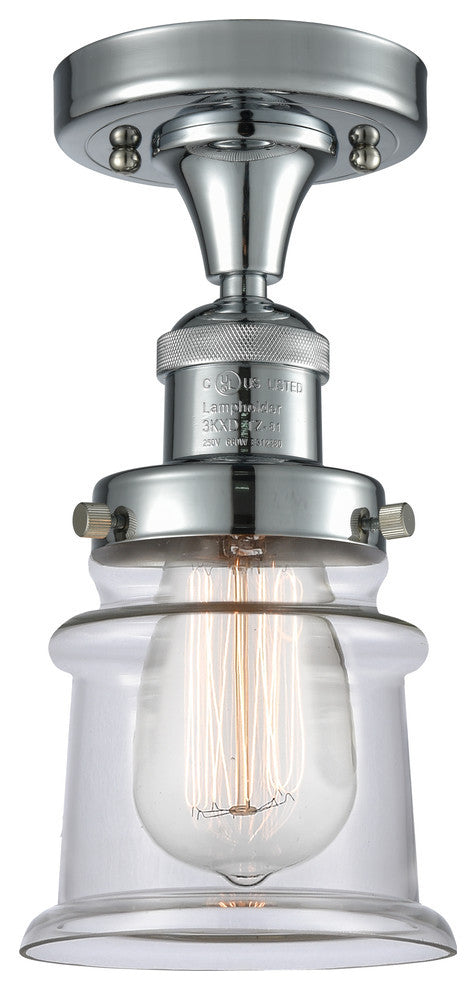 Small Canton 1-Light Semi-Flush Mount, Polished Chrome, Clear