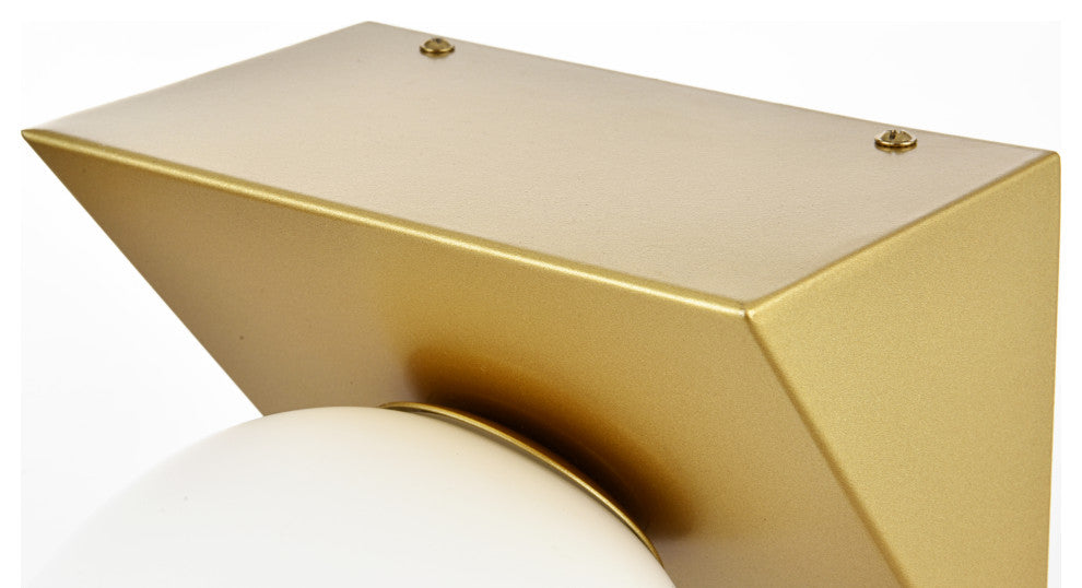 1 Light Brass And Frosted White Bath Sconce