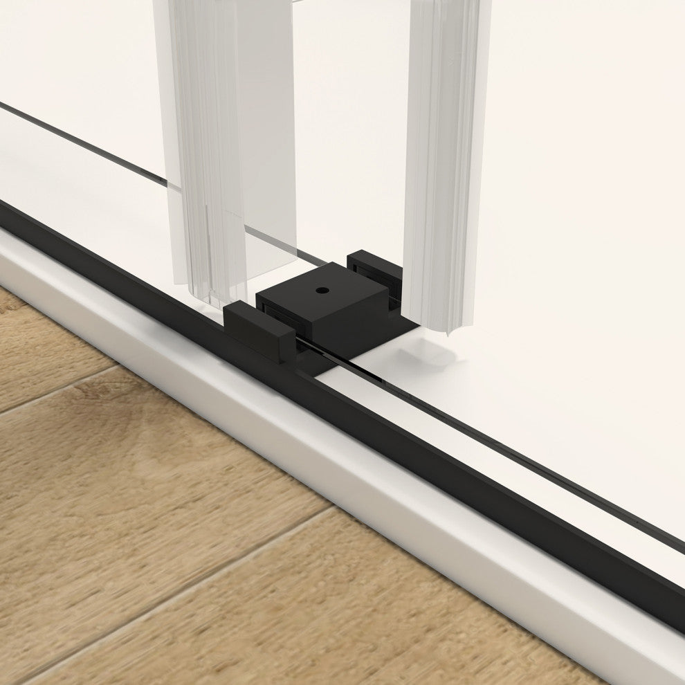 72*76" Double Sliding Frameless Shower Door, Matte Black