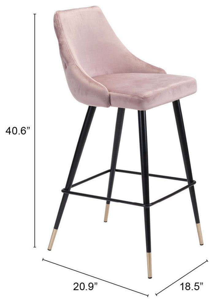 Bar Stool Chair Barstool, Steel Metal, Fabric, Pink, Black, Gold, Cafe Bistro