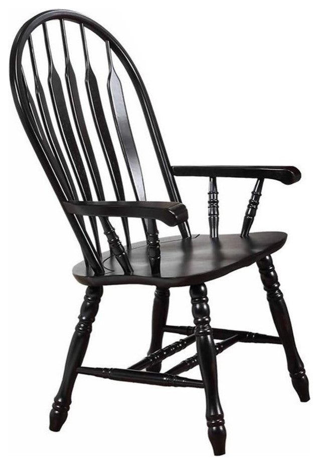 Black Cherry Selections Comfort Dining Chair With Arms, Antique Black Armchair