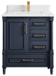 Aberdeen 30 Single Sink Bath Vanity in Hale Navy Blue  1.5" Empira Quartz