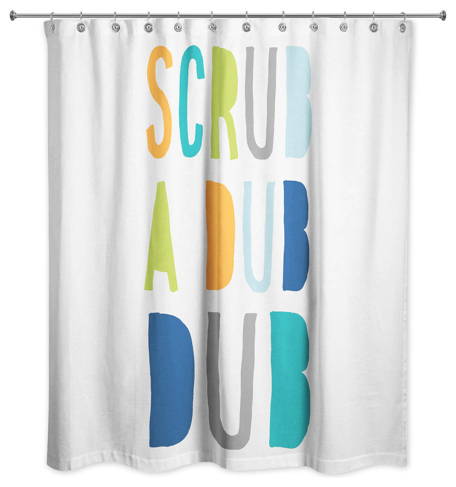 Scrub A Dub Dub Cool Tones Design 71x74 Shower Curtain